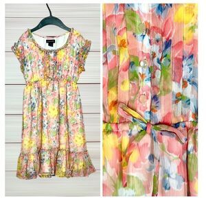 Ralph Lauren Girls Floral Ruffled Chiffon Dress size 12